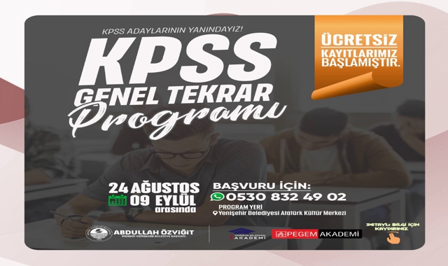 Yenişehir Belediyesi'nden KPSS Adaylarına Ücretsiz Kurs Desteği